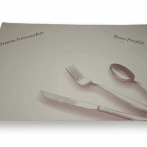 MANTEL FLEXO CREMA 1º 70 GR 44X32 1TINTA MOD. CUBIERTOS (1000U)